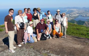 Ricardo Chama with his group on top of Pedra Bonita