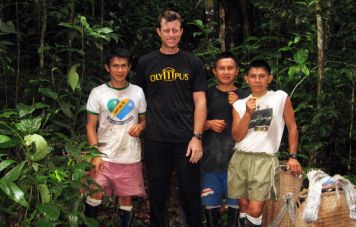 Traveler with Yanomami guides