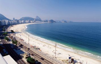 Copacabana beach with the Sugar Loaf at its end