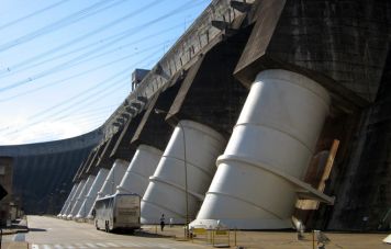 Some of the 20 tubes leading water to the turbines at Itaipú dam (source: Wikipedia)